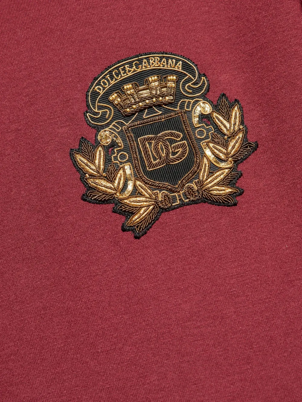 Dolce & Gabbana logo-patch cotton T-shirt Rood