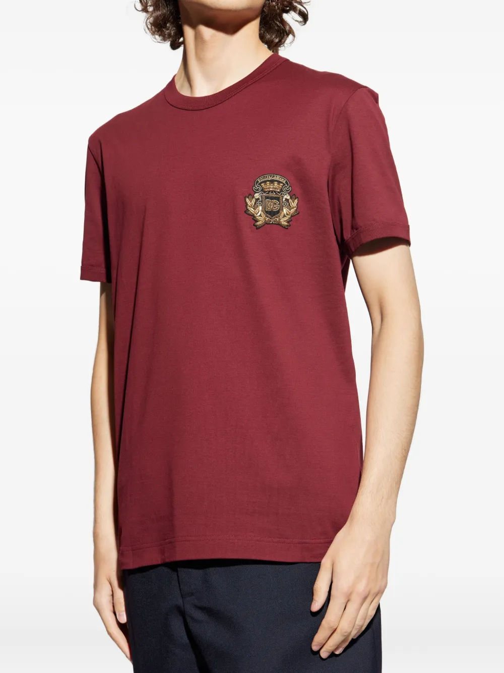Dolce & Gabbana logo-patch cotton T-shirt Rood