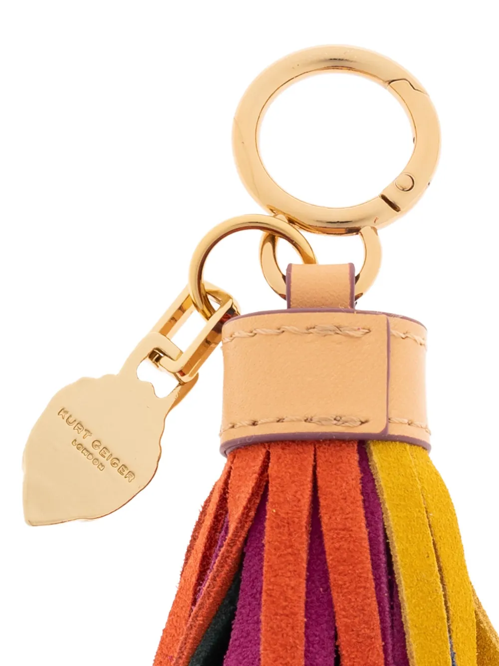 Kurt Geiger Leather Tassel Beaded Keyring In Multi