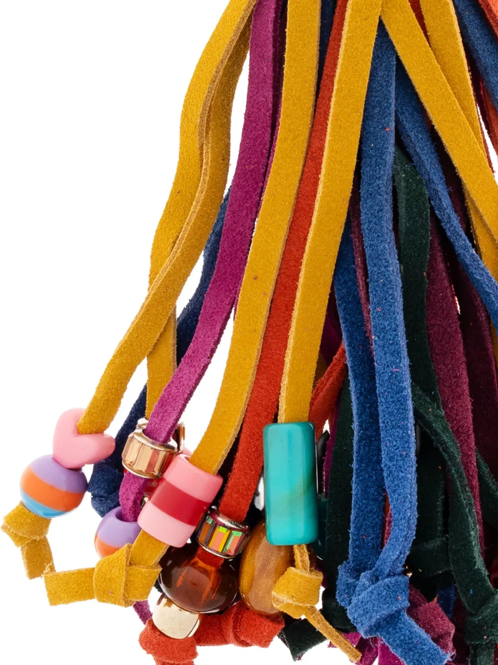 Kurt Geiger Leather Tassel Beaded Keyring In Multi