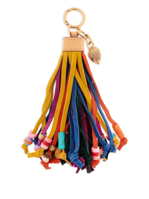 Kurt Geiger London leather tassel beaded keyring
