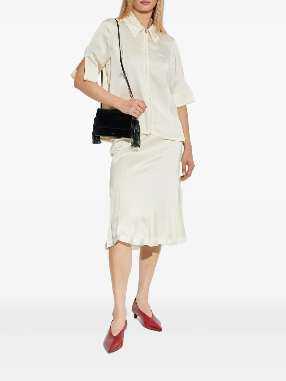 Jil Sander Blouse met rits en kraag Beige