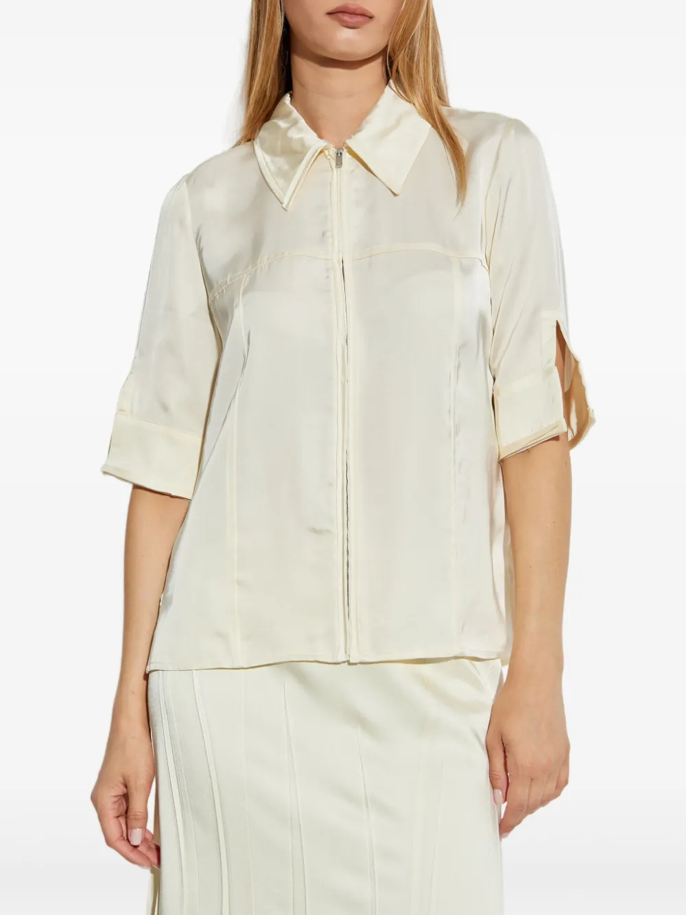 Jil Sander Blouse met rits en kraag Beige