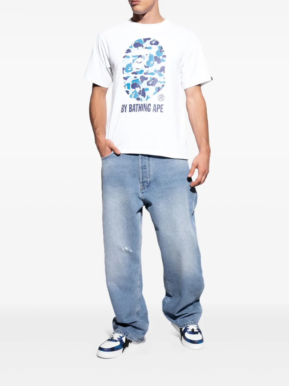 A BATHING APE star-patch sneakers White