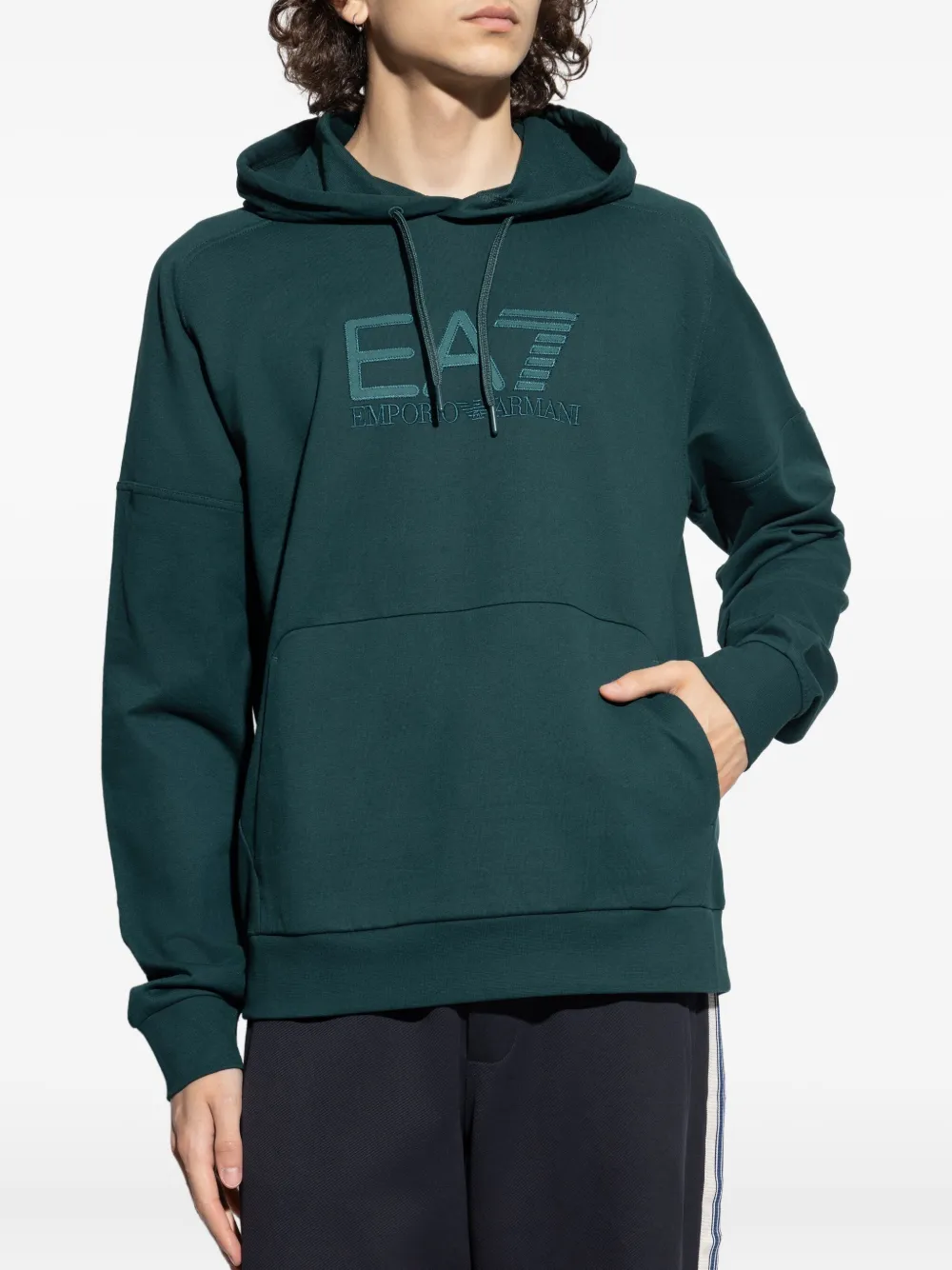 Ea7 Emporio Armani Hoodie met geborduurd logo Groen