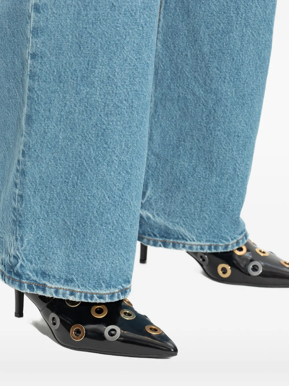 Kurt Geiger 65mm Kensington Eyelet-embellished Pointed-toe Ankle Boots In Black