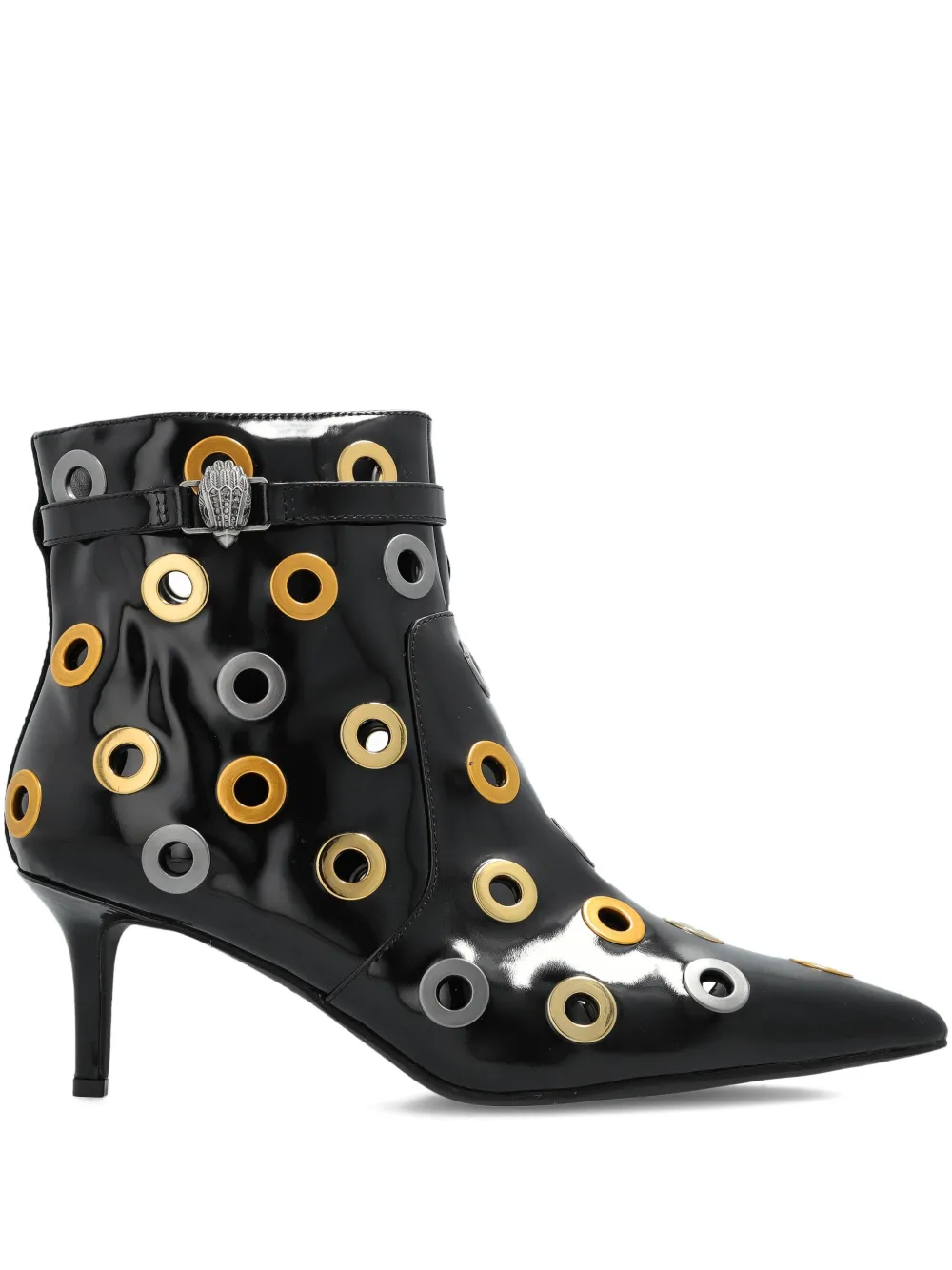 Kurt Geiger London 65mm Kensington eyelet-embellished pointed-toe ankle boots Black