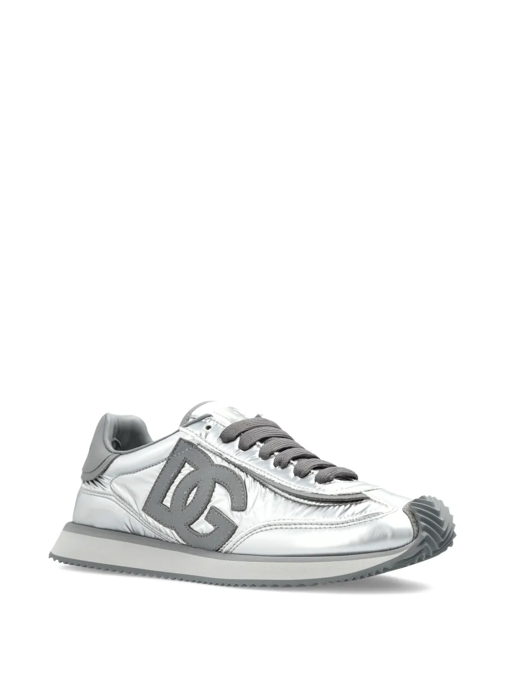 Dolce & Gabbana logo-patch metallic sneakers Grey