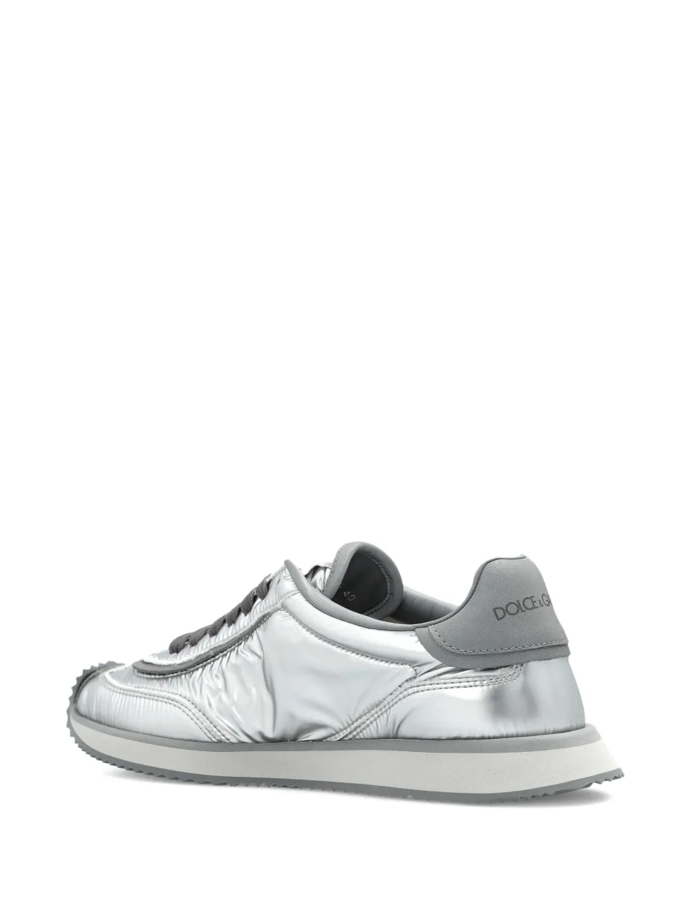 Dolce & Gabbana logo-patch metallic sneakers Grey