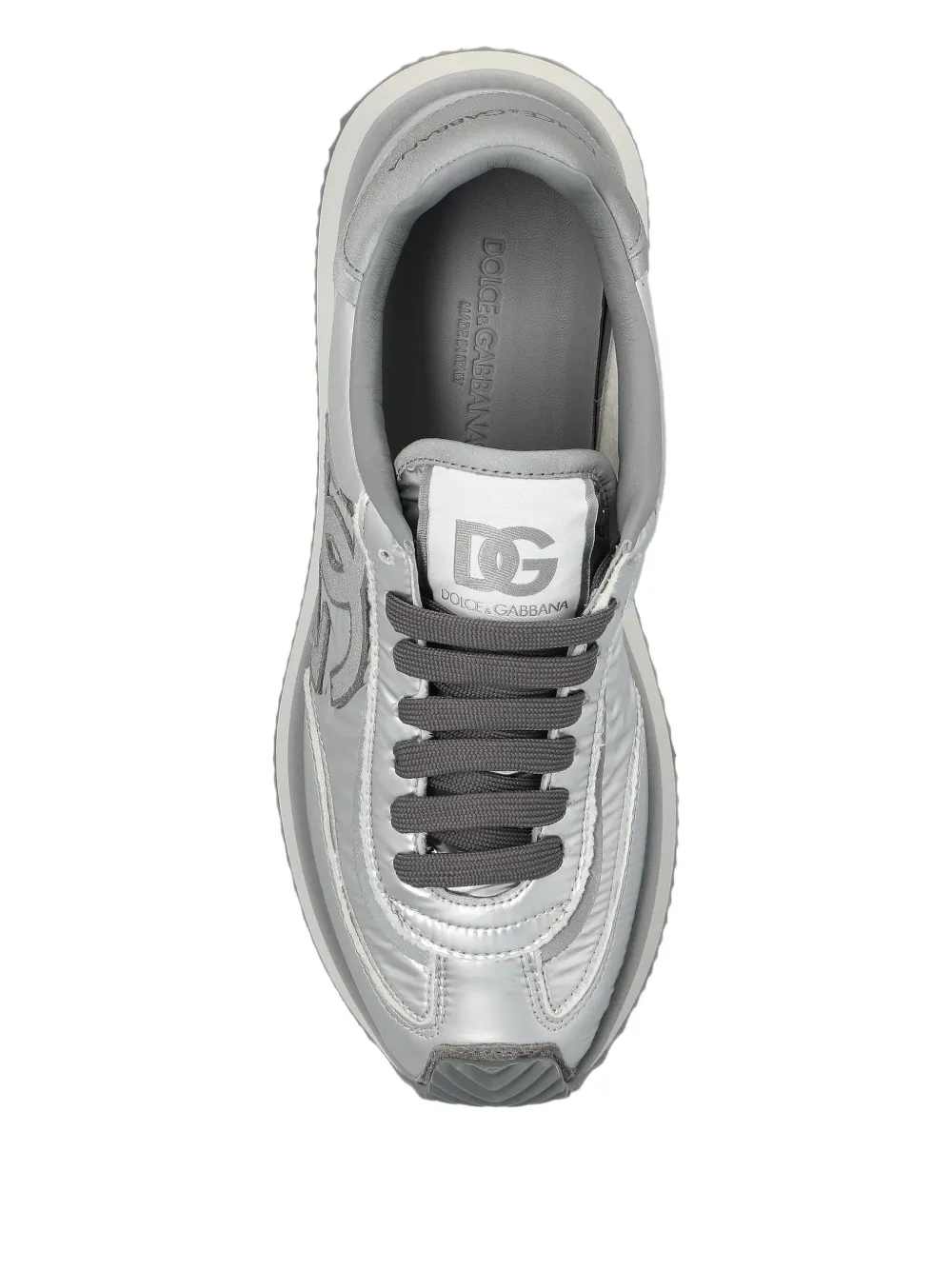 Dolce & Gabbana logo-patch metallic sneakers Grey