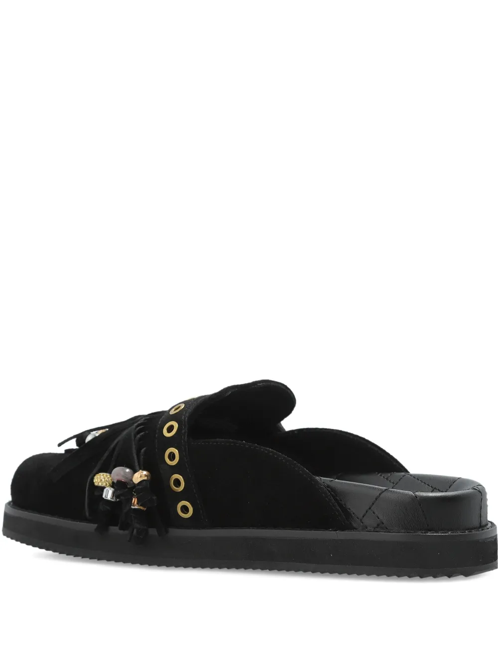 Kurt Geiger London Mayfair fringe embellished buckle mule Black