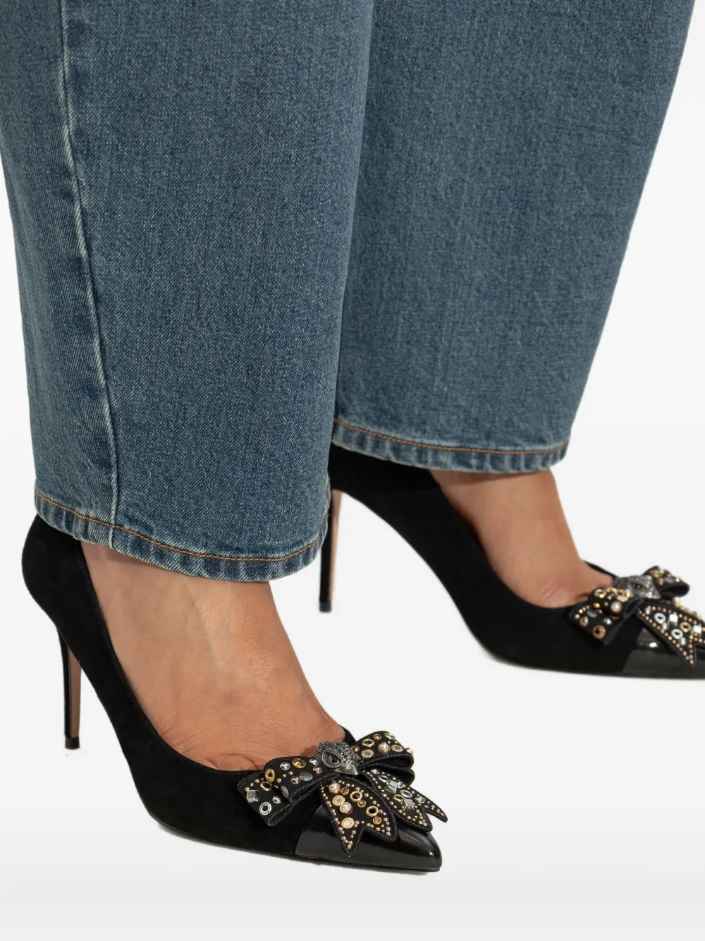 Kurt Geiger London 90mm Belgravia bow-embellished stiletto pumps Black