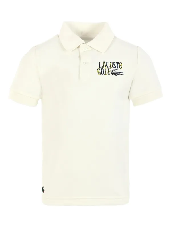 Lacoste Kids golf-print short-sleeve Polo Shirt Neutrals