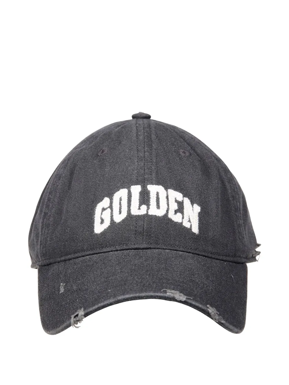 Golden Goose Logo-embroidered Distressed Cap In Gray