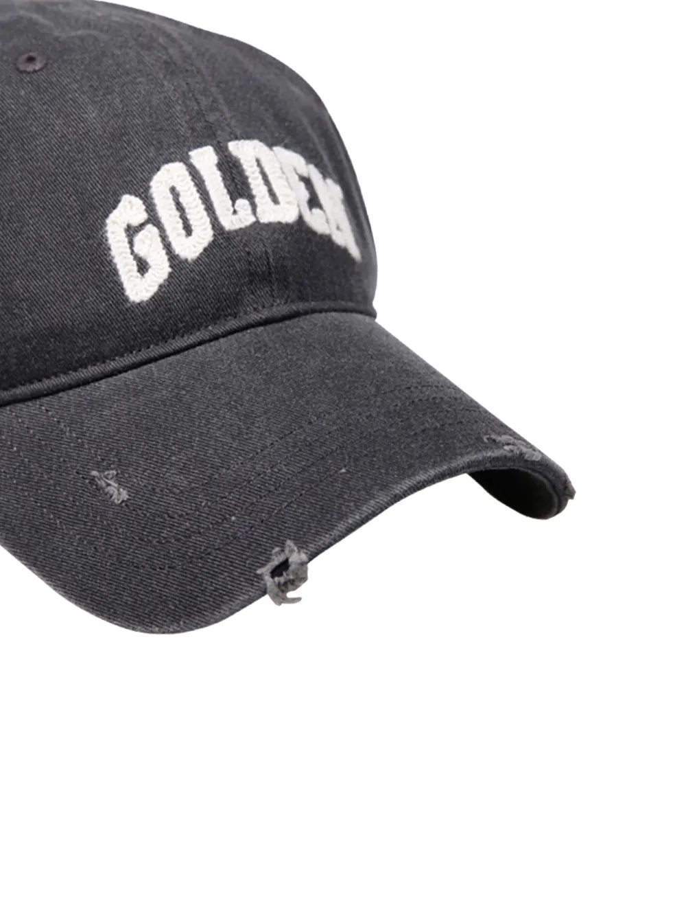 Golden Goose logo-embroidered distressed cap Grijs