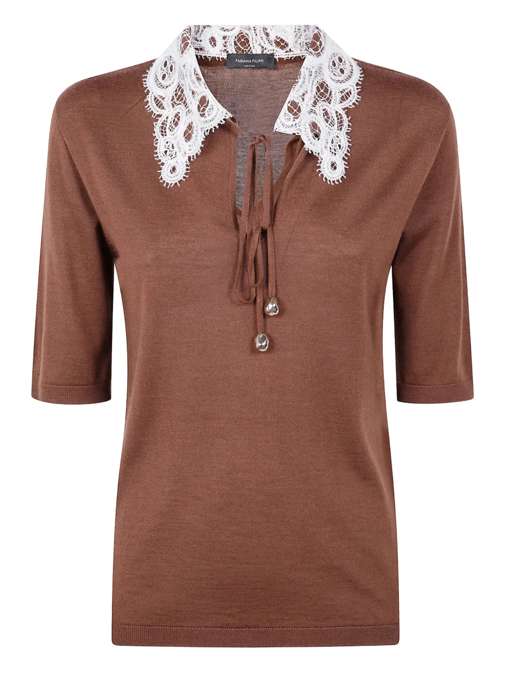 Fabiana Filippi lace-trimmed knit top Bruin