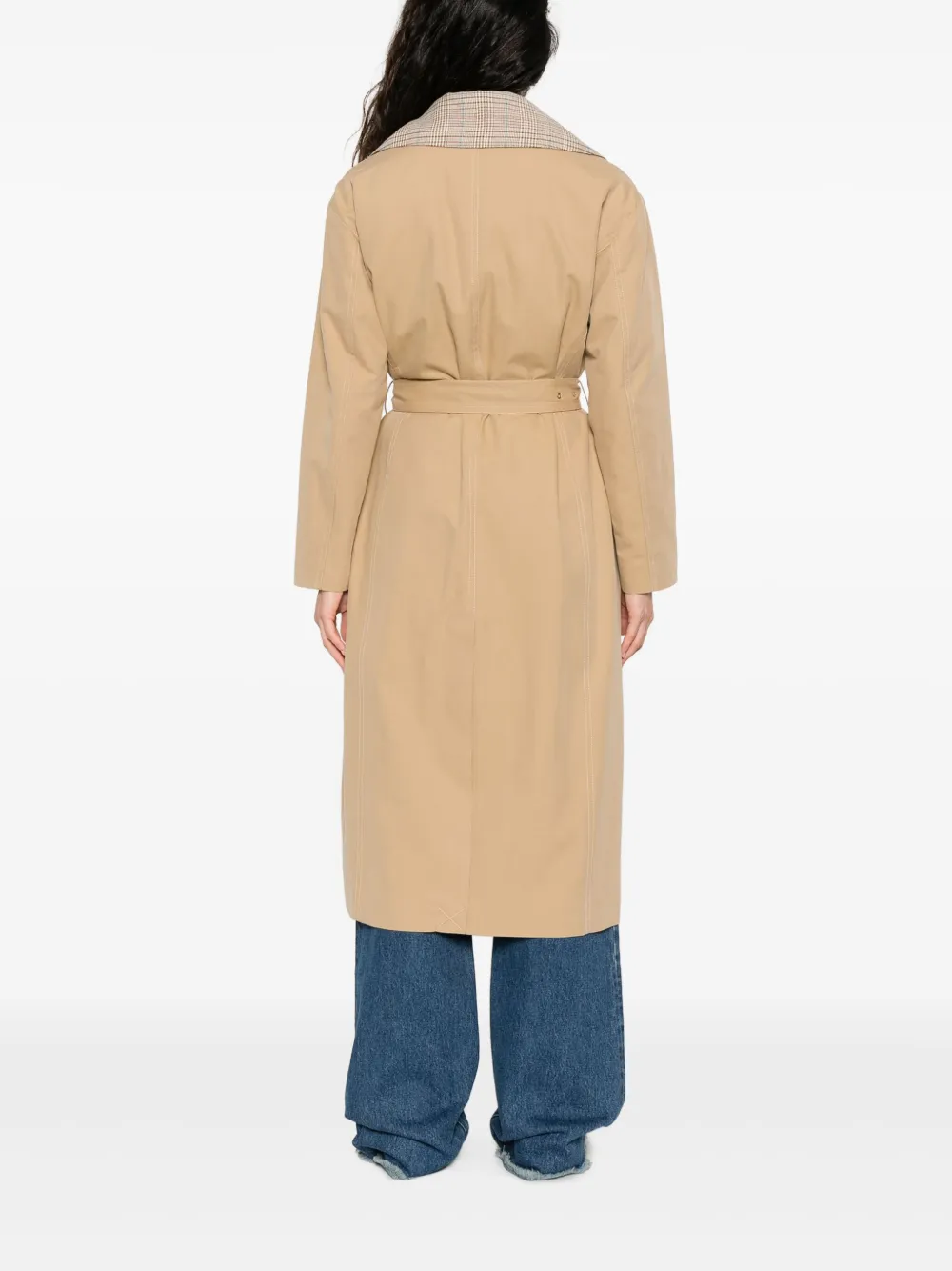LIU JO Jas met ceintuur en geruite revers Beige