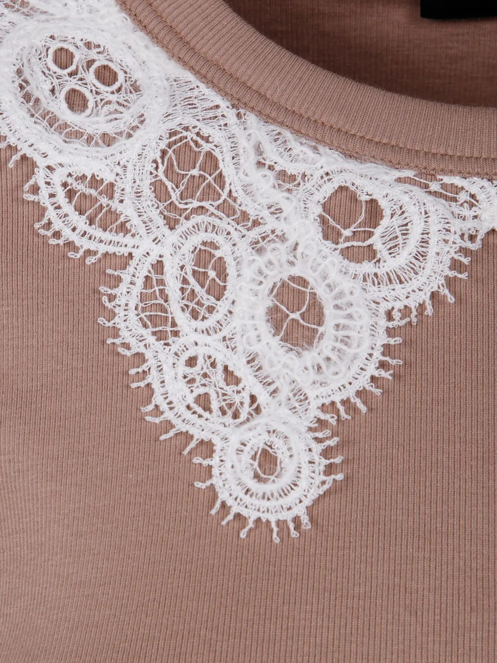 Fabiana Filippi lace-embellishment long-sleeve T-shirt Bruin