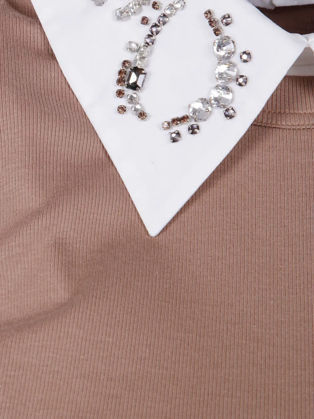 Fabiana Filippi embellished-collar T-shirt Bruin