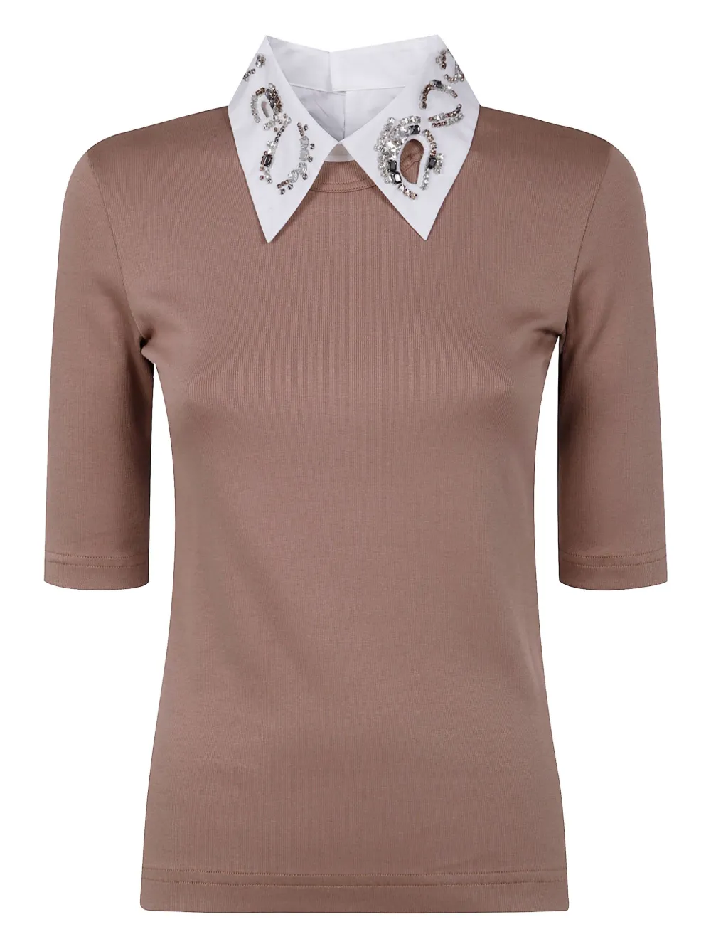 Fabiana Filippi embellished-collar T-shirt Bruin