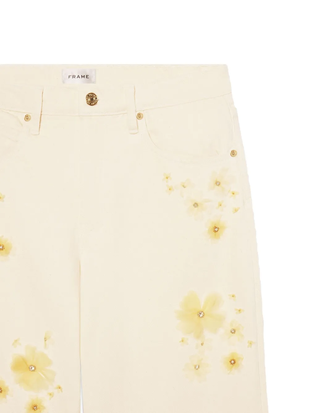 FRAME floral-embellished jeans Beige