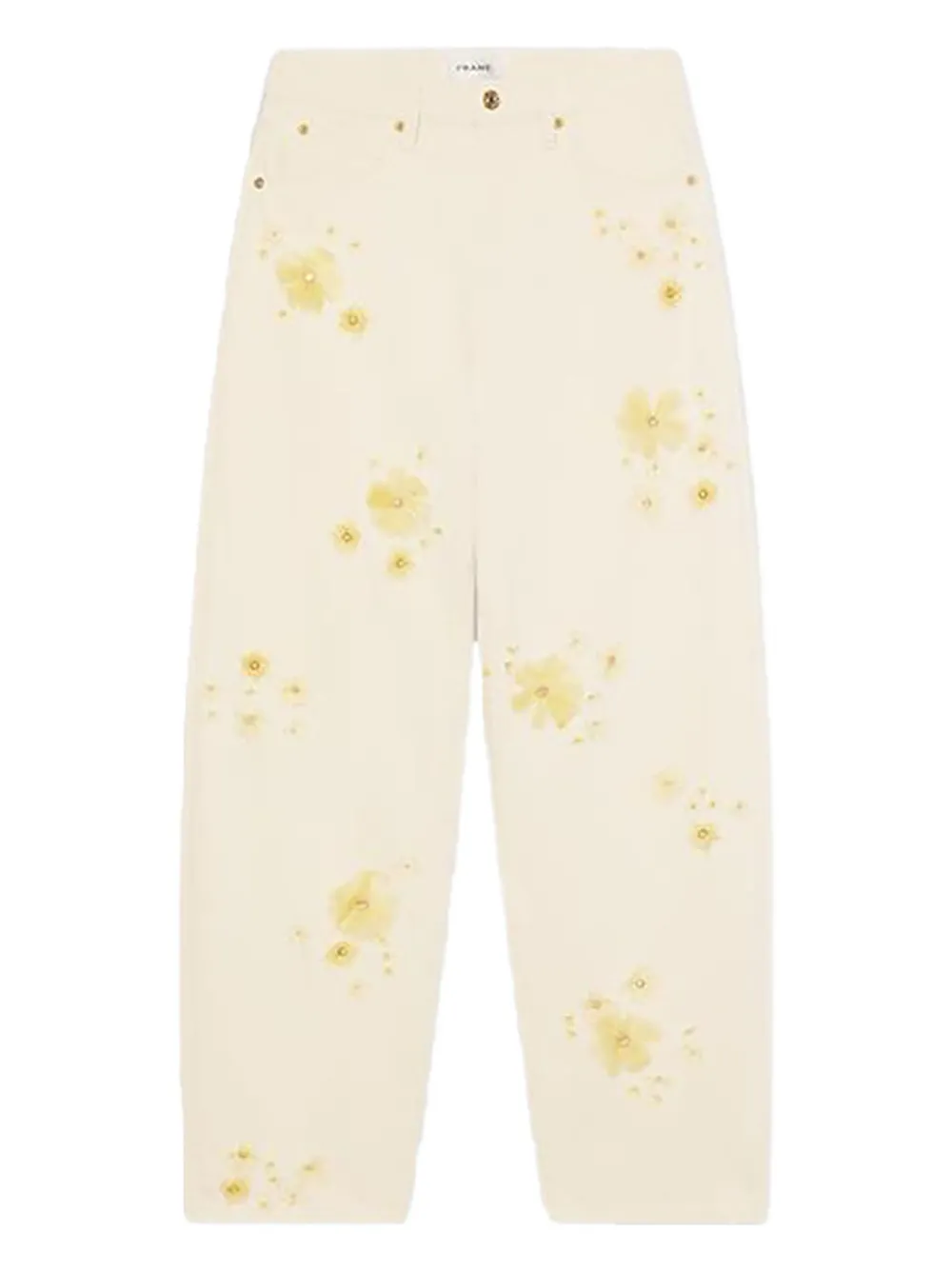 FRAME floral-embellished jeans Beige