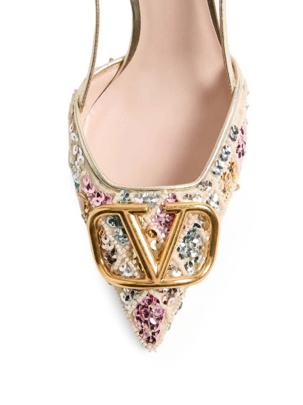 Valentino Garavani 80mm slingback pumps verfraaid met pailletten Beige