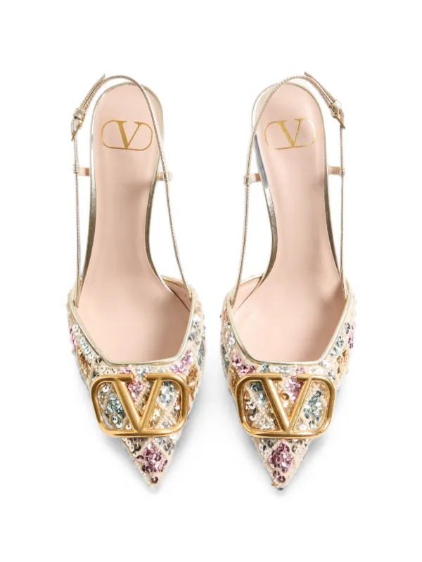 Valentino Garavani Vロゴ 80mmシグネチャースリングバック パンプス