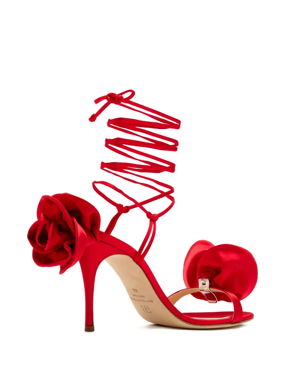 Magda Butrym 105mm rose-detail lace-up sandals Red