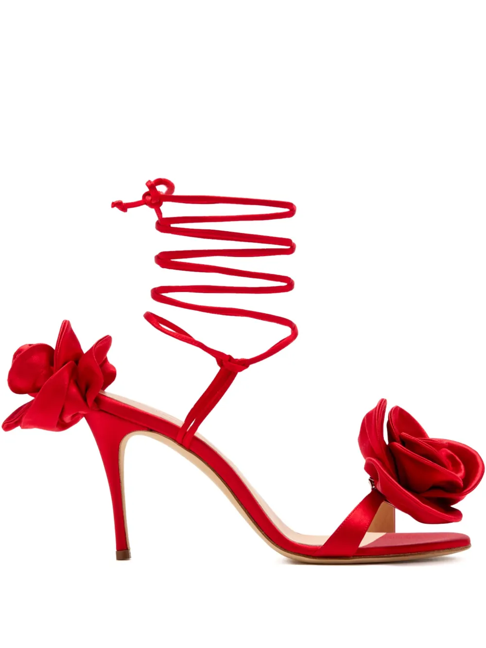 Magda Butrym 105mm rose-detail lace-up sandals Red
