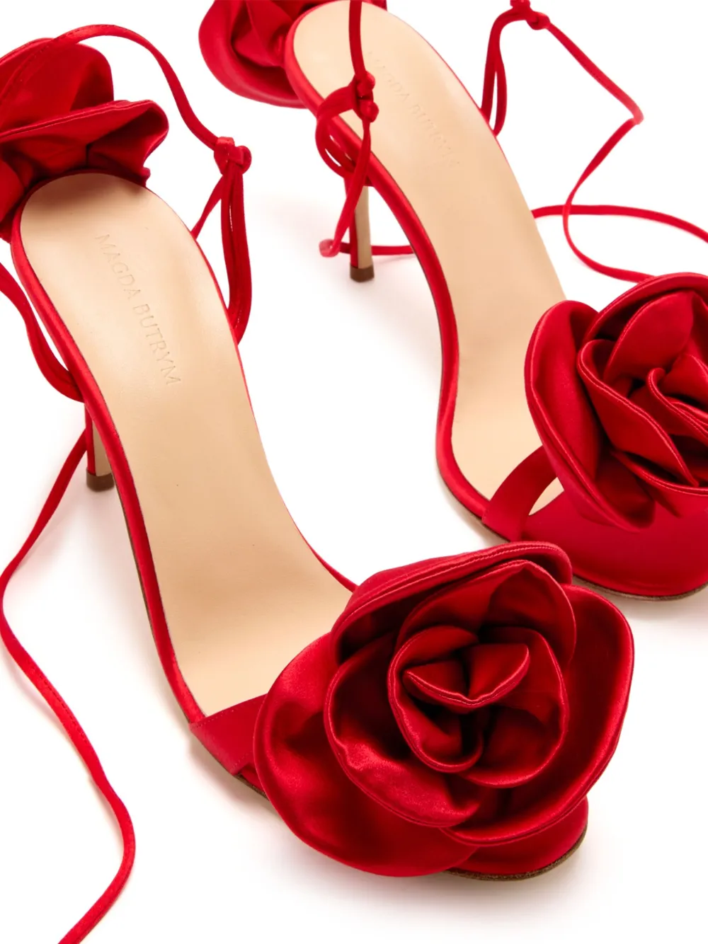 Magda Butrym 105mm rose-detail lace-up sandals Red