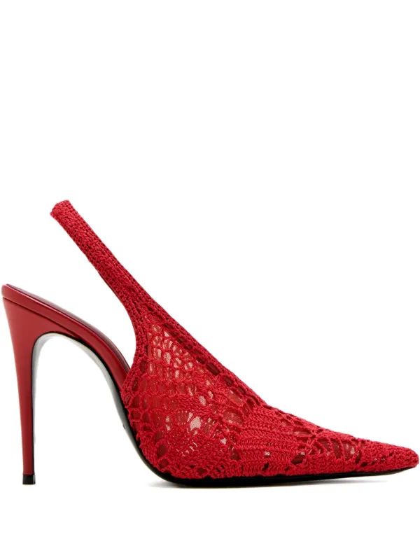 Magda Butrym 105mm Crochet-knit Slingback Pumps in Red