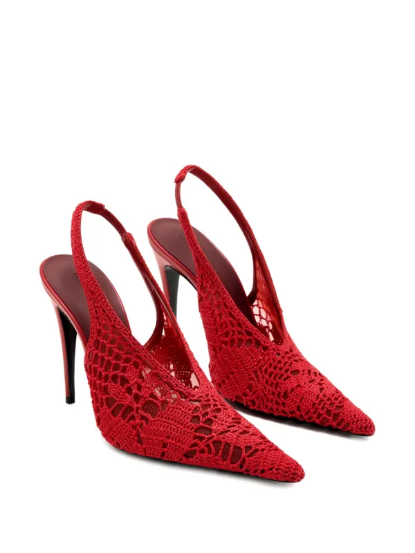 Magda Butrym 105mm crochet-knit Slingback Pumps Red FARFETCH IN
