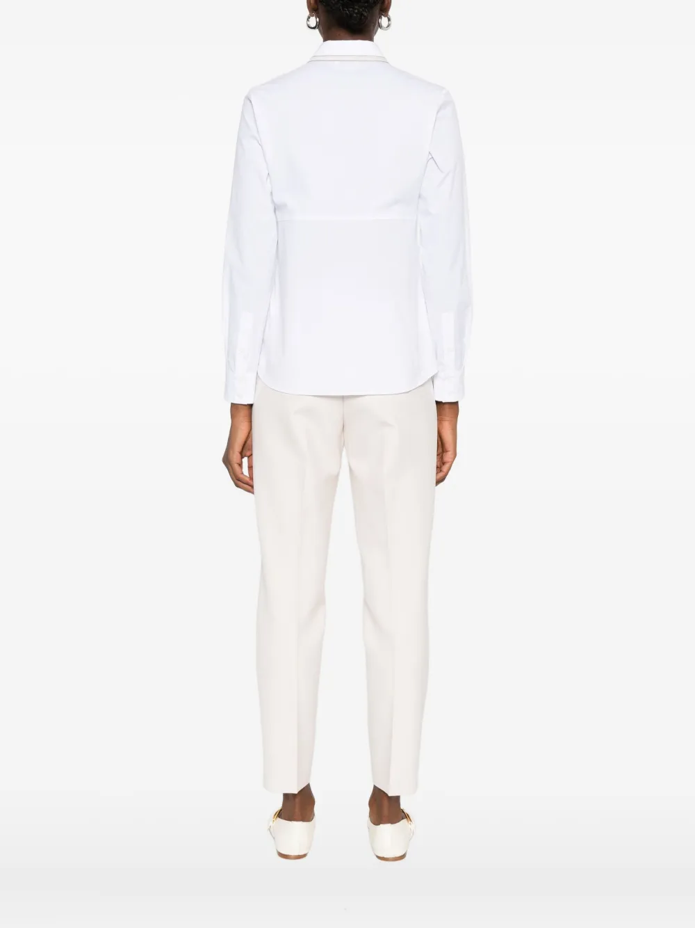 Peserico Piped-collar Cotton Shirt In White