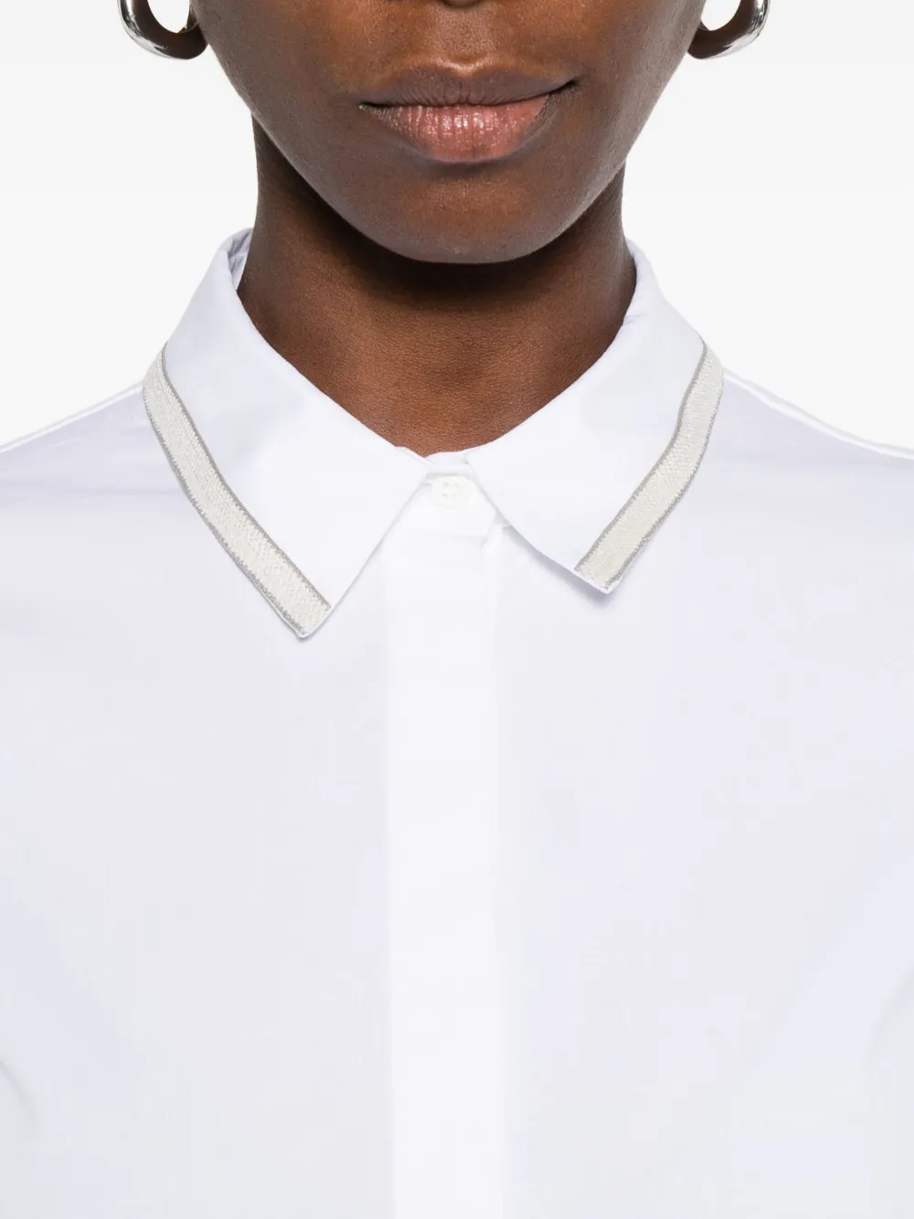 Peserico Katoenen blouse met afwerking bij de kraag Wit