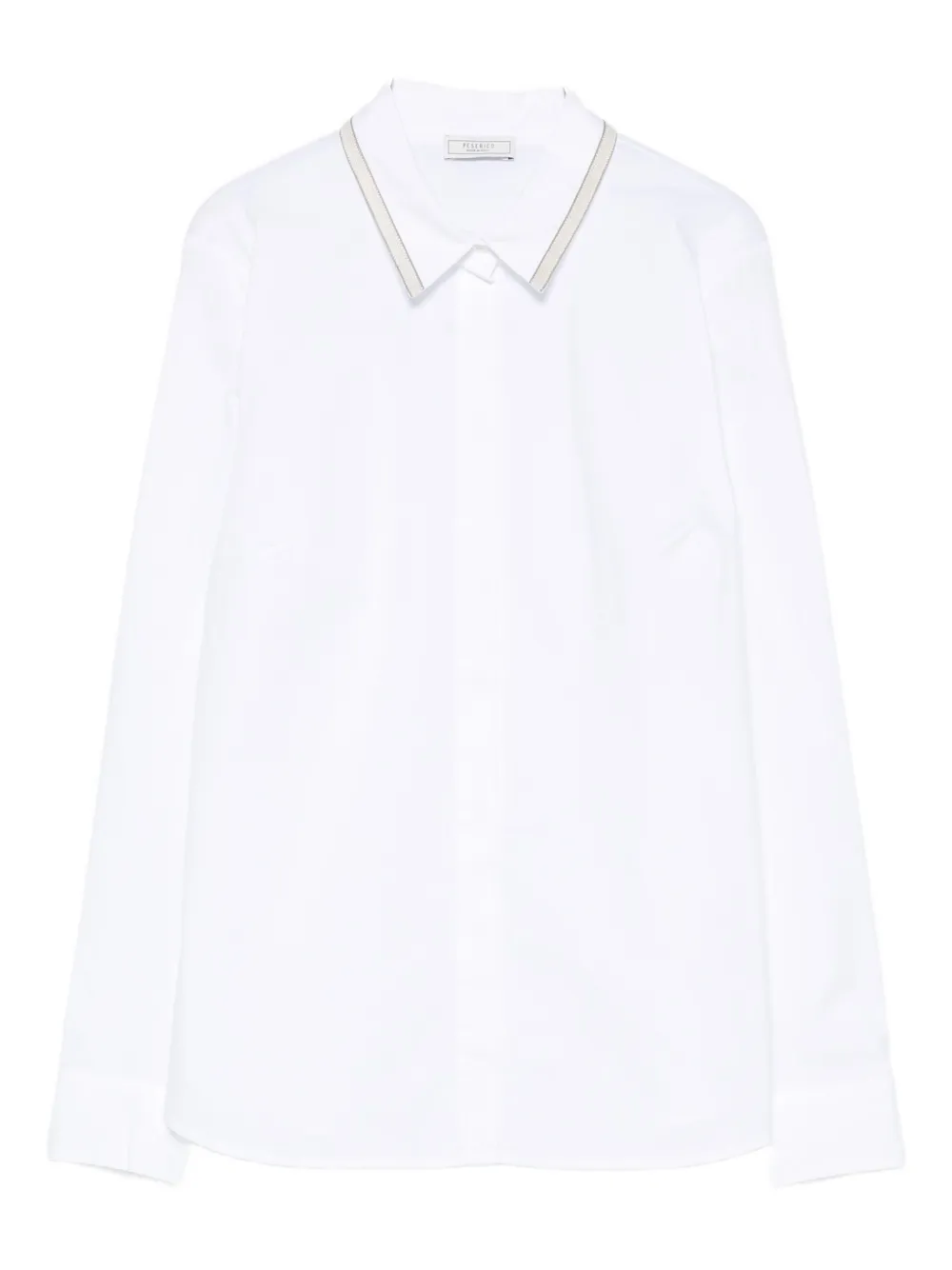 Peserico Piped-collar Cotton Shirt In White
