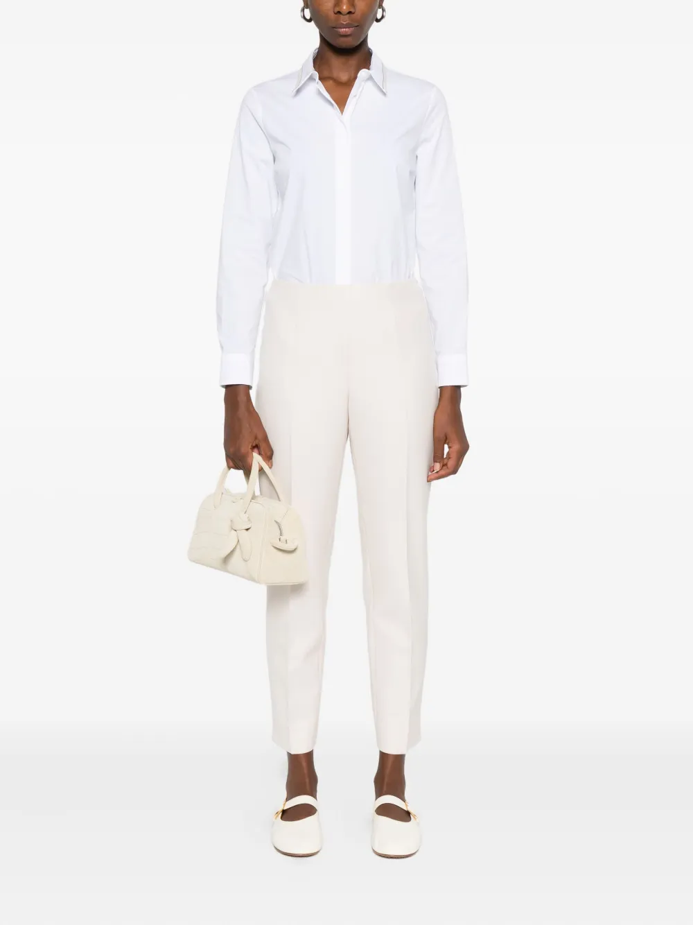 Peserico piped-collar cotton shirt - Wit