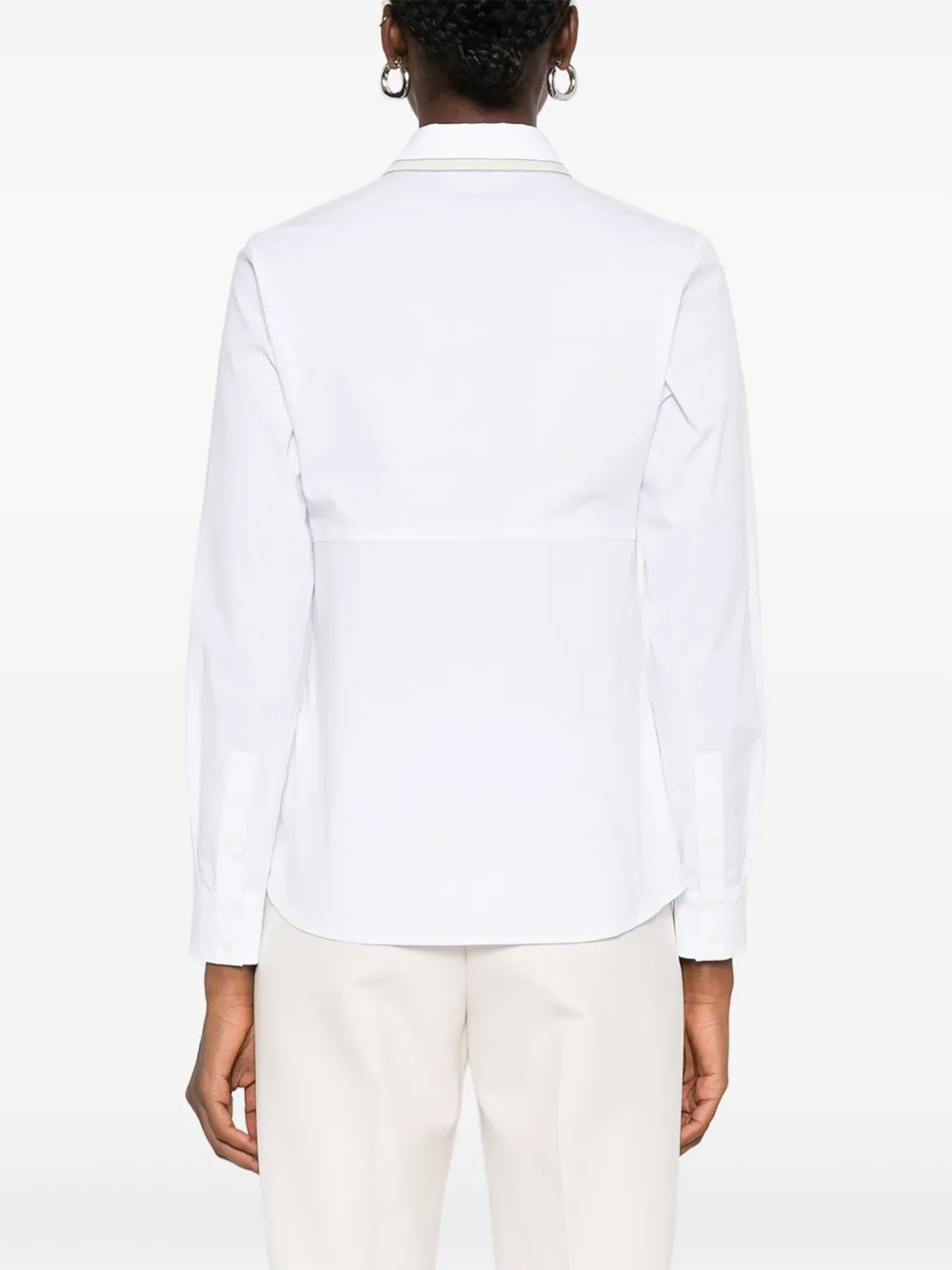 Peserico Katoenen blouse met afwerking bij de kraag Wit