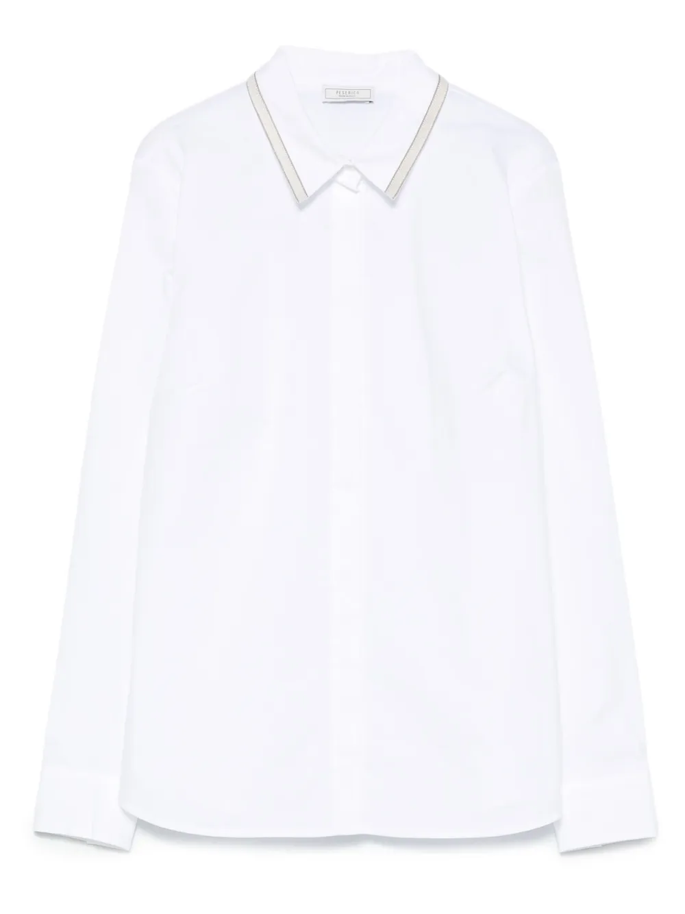 Peserico Katoenen blouse met afwerking bij de kraag Wit