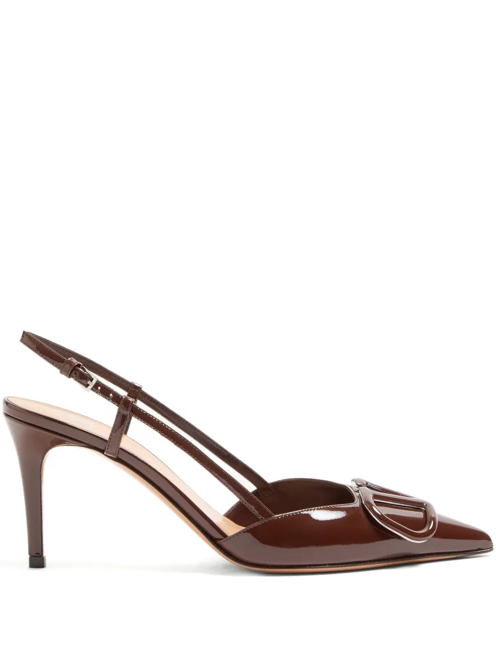 Valentino Garavani 80mm V-logo slingback pumps | Brown | Image 1