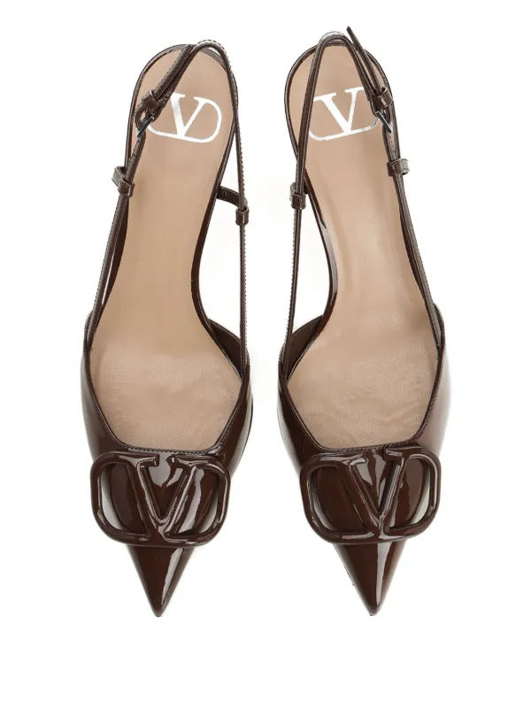 Valentino ダークブラウン ポインテッドトゥ ハイヒール Valentino Garavani Slingback Pumps | Brown | FARFETCH