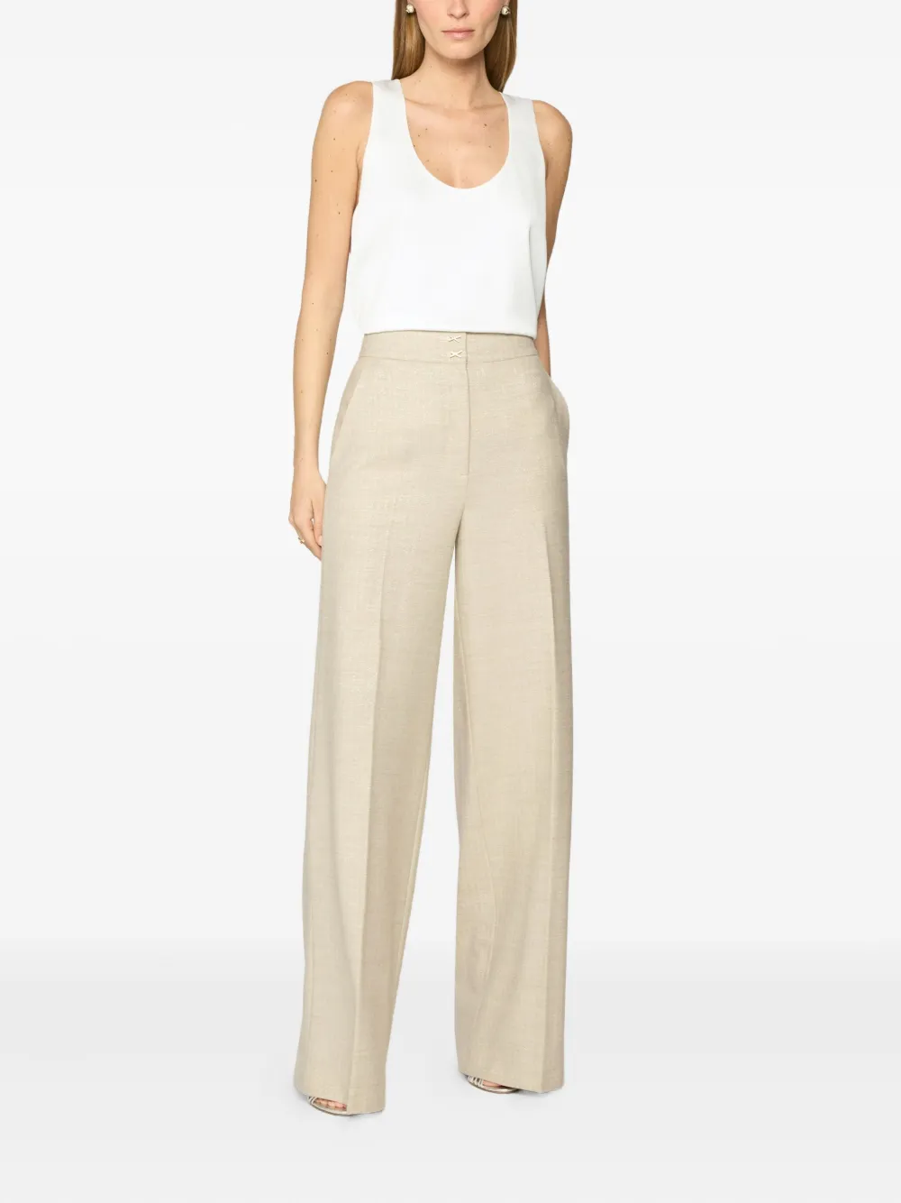 Genny Broek met wijde pijpen Beige