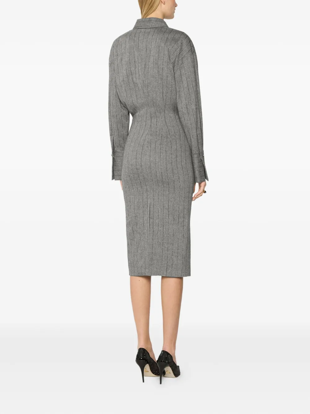 Genny stripe-pattern midi dress Grijs