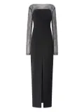 Genny mesh-insert evening gown - Black