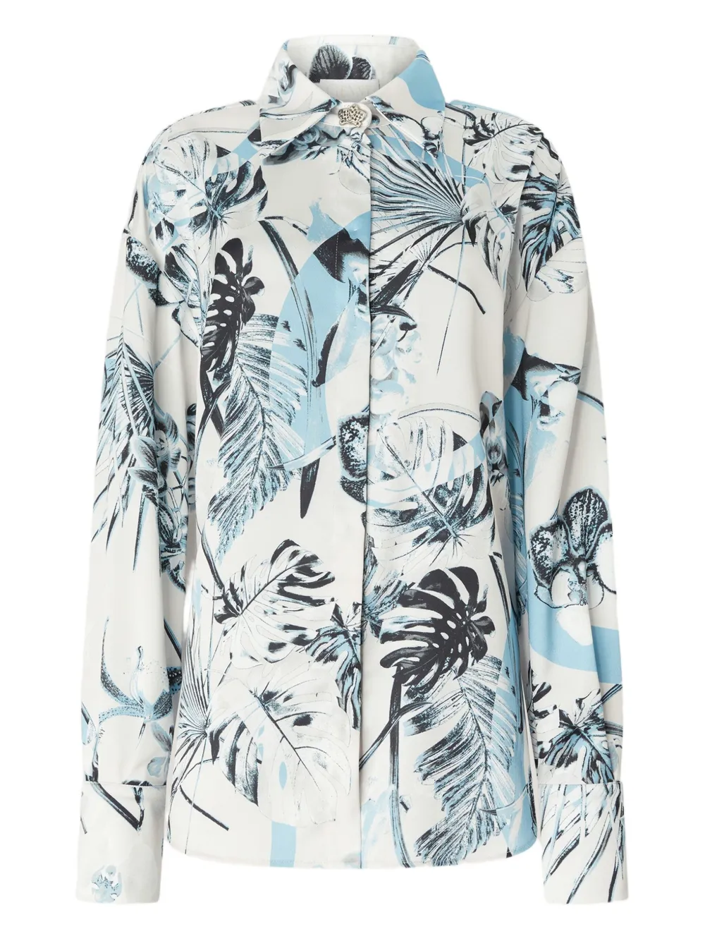 Genny Satijnen blouse met bloemenprint Veelkleurig