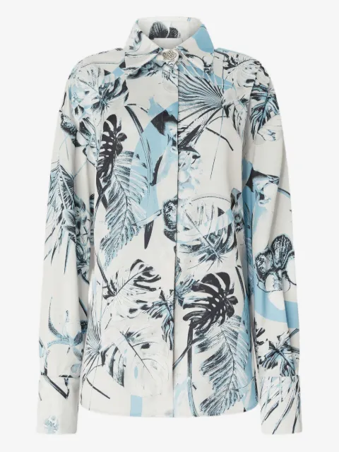 Genny floral-print satin shirt