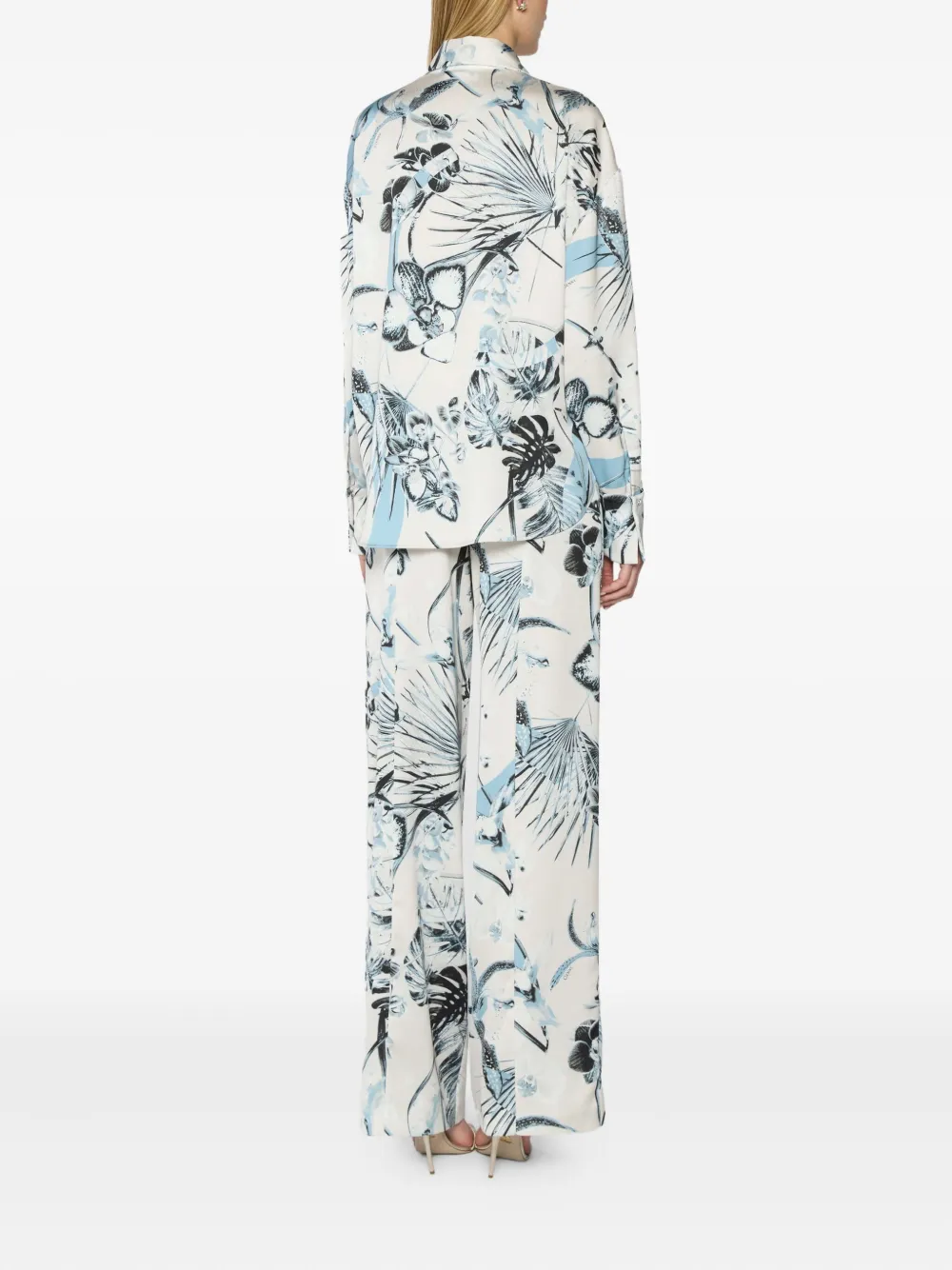Genny Satijnen blouse met bloemenprint Veelkleurig