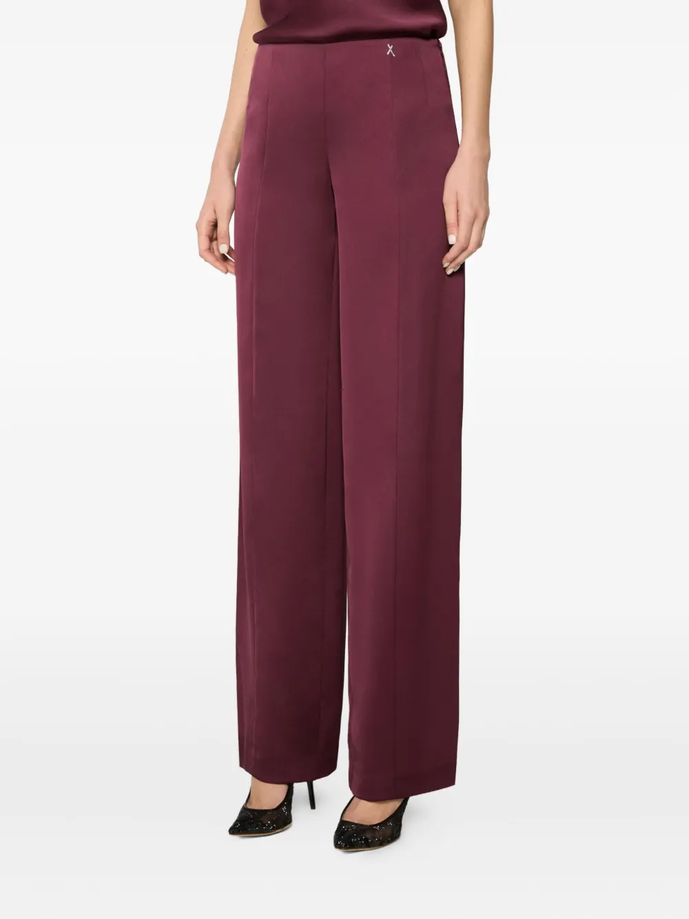 Genny Satijnen straight broek Rood