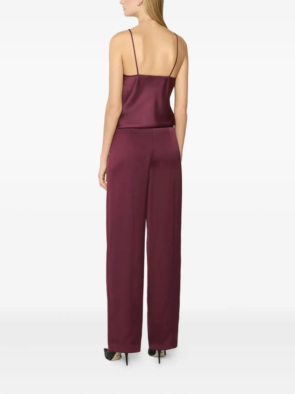 Genny Satijnen straight broek Rood