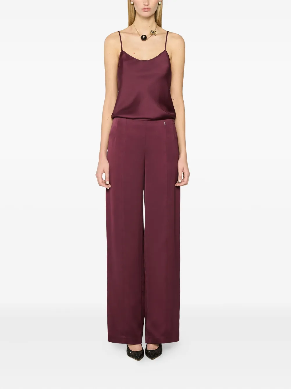 Genny Satijnen straight broek Rood